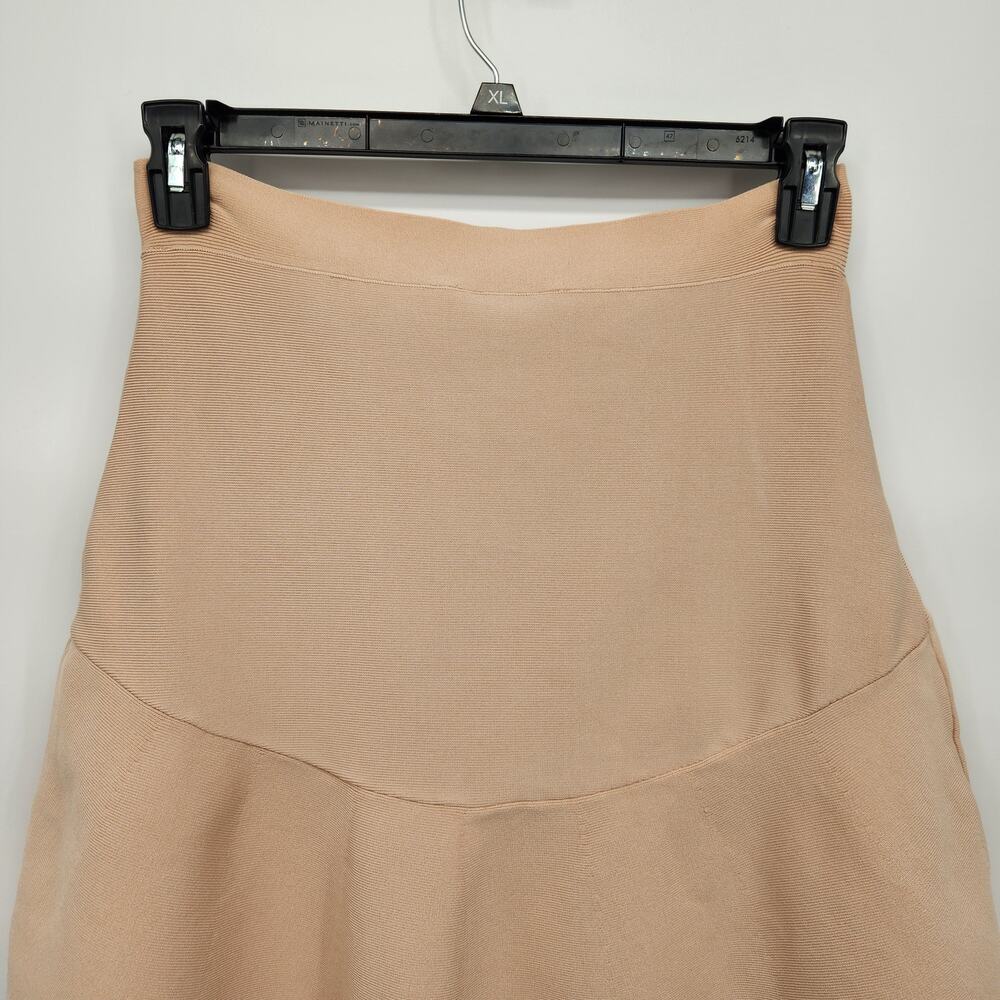 BCBGMaxazria Bare Pink Ribbed High-Low Ruffle Mini Skirt Women's Size L - Picture 6 of 9